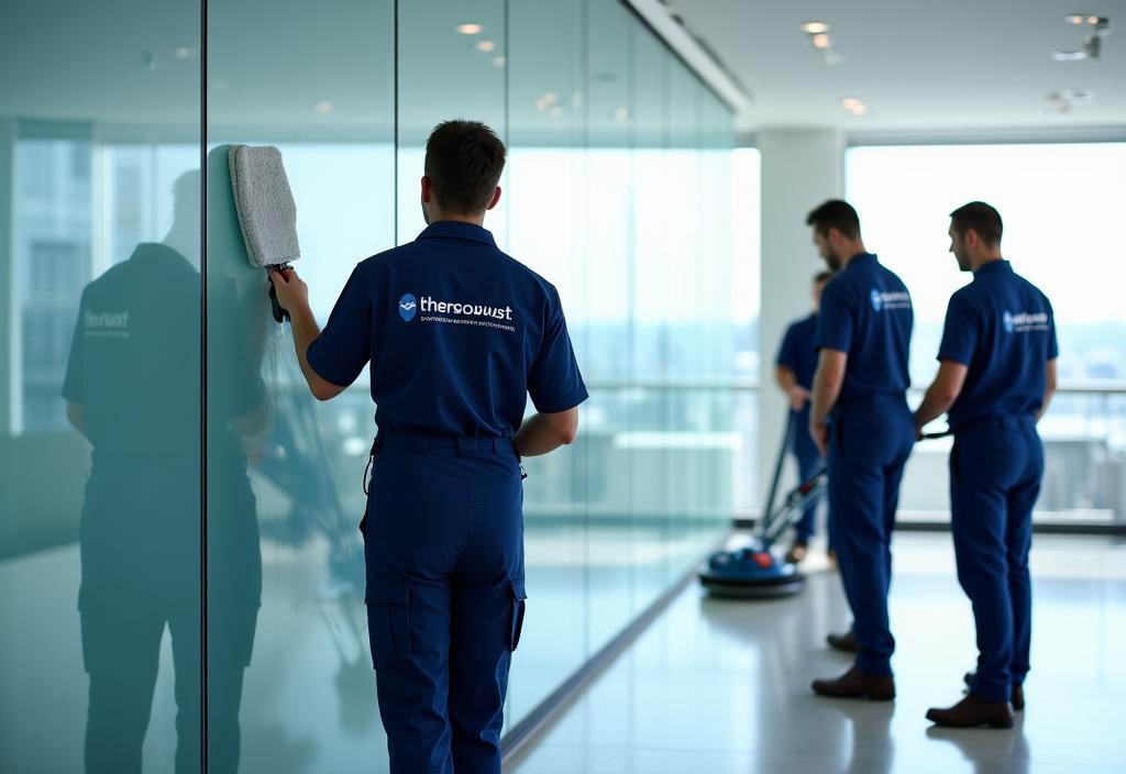 Zespół CHARYBDIS SP Z O O sprzątający nowoczesne biuro w Warszawie